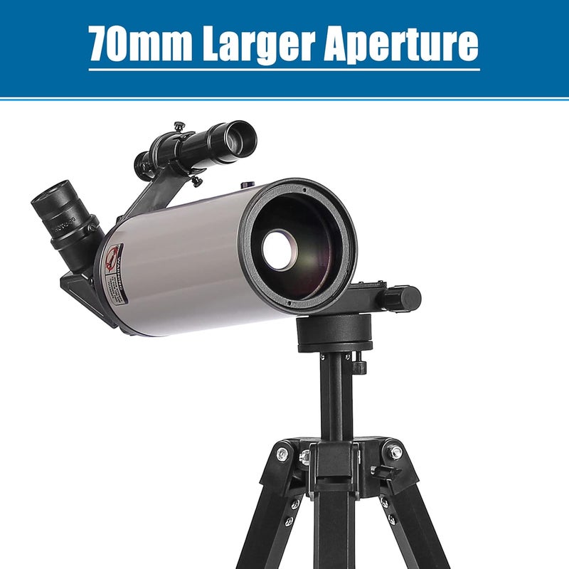 SARBLUE Maksutov-Cassegrain Telescope, Mak70 Telescopes for Adults Kids 1000mm Focal Length 70mm Objective Lens, Beginners Astronomy Telescope with Slow Motion Gimbal Tripod - Image 3
